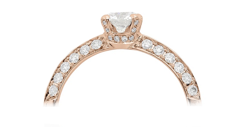Bague de fiançailles en or rose 18k micropavée Scintillante