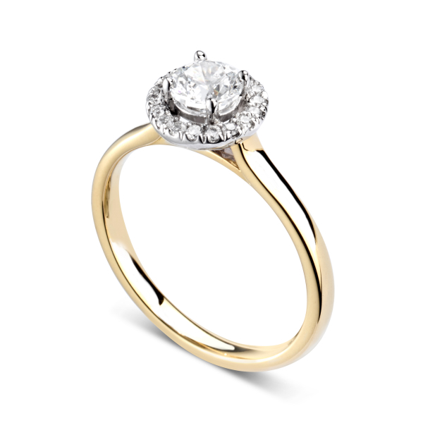 Bague De Fiançailles Halo Rubis 2,05 Ct – Or Jaune 14 Carats Massif – Taille Ajustable
