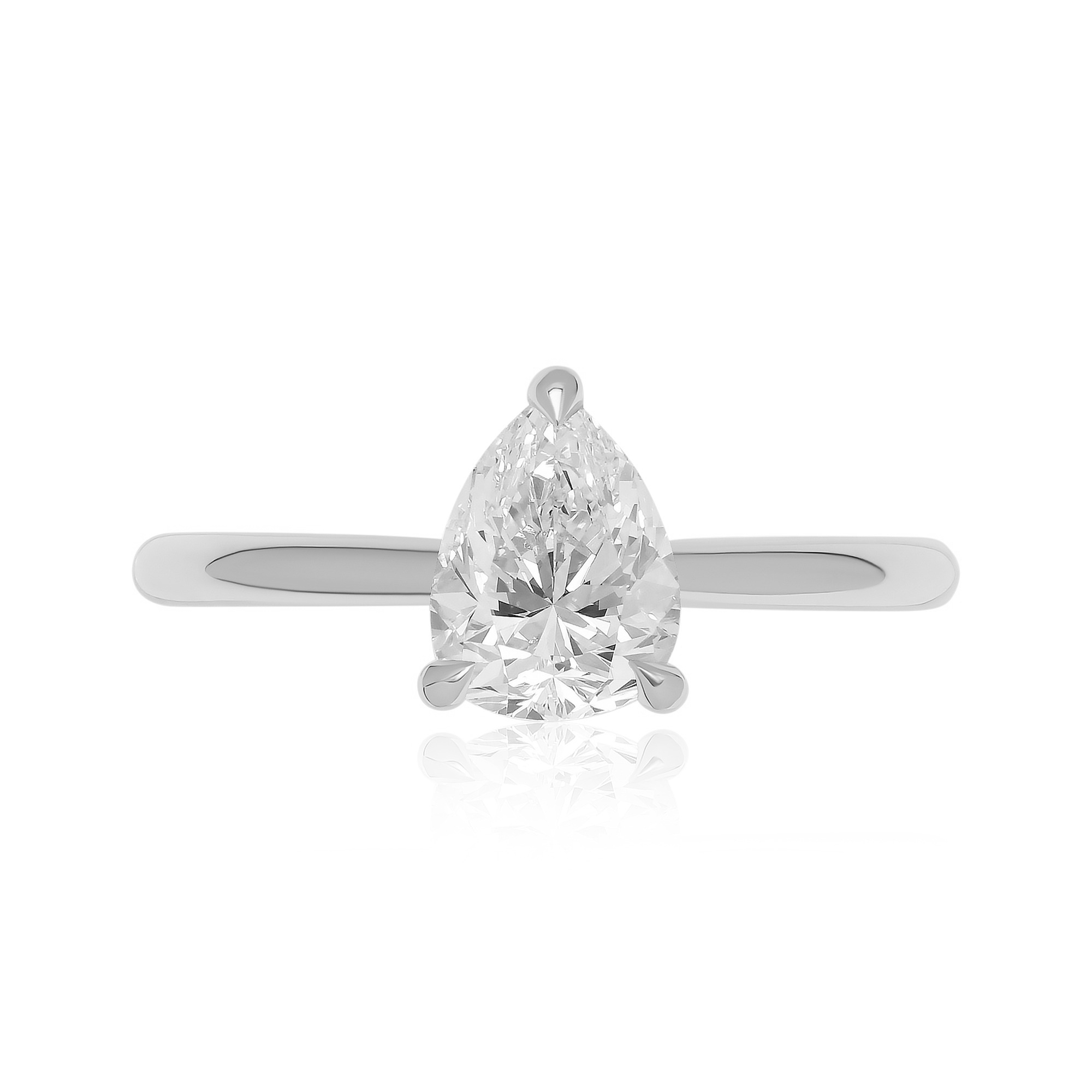 Bague diamant taille poire Boréale en or blanc 18k à cathédrale