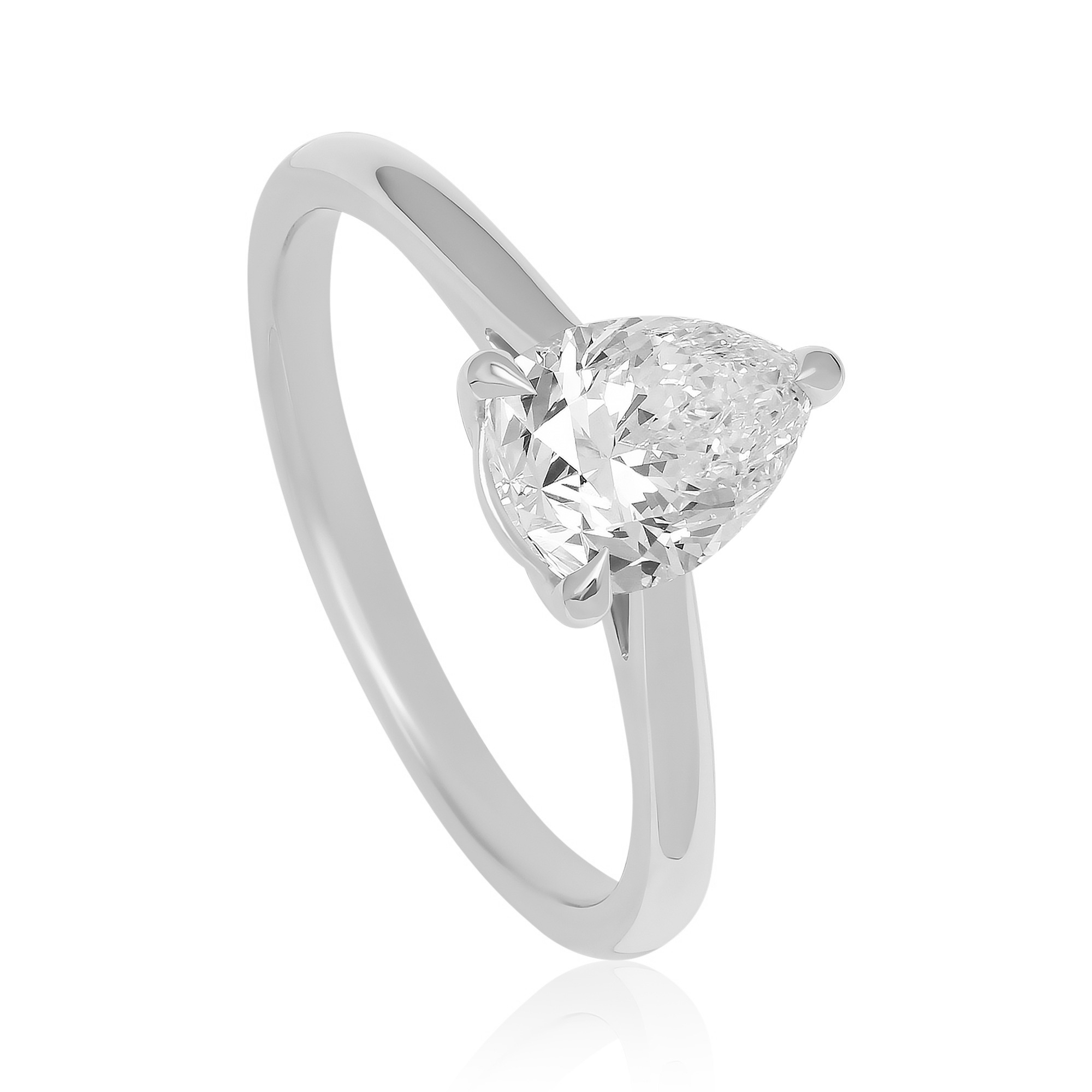 Bague diamant taille poire Boréale en or blanc 18k à cathédrale