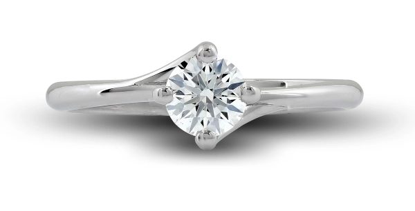 Bague de fiançailles Gracieuse solitaire en or blanc 18k