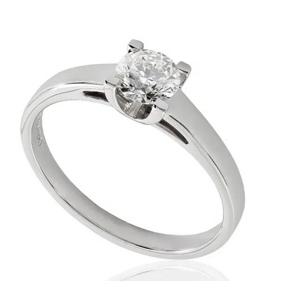 Bague de fiançailles en diamant et platine. Modèle Contemporaine.