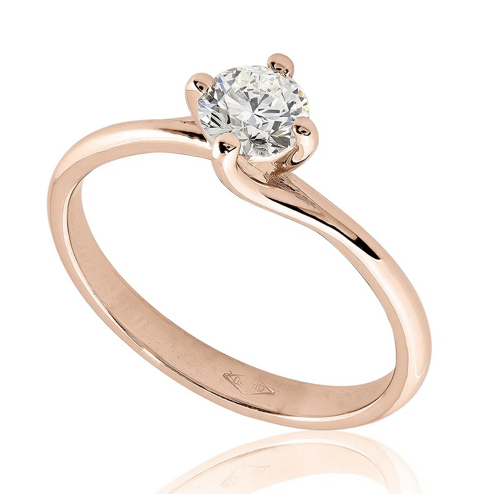 Bague solitaire en diamant et or rose 18k Étreinte