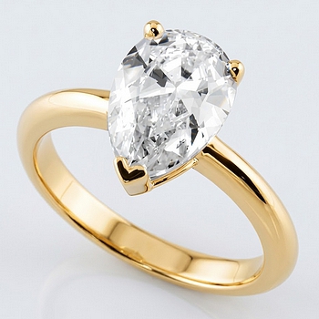Bague solitaire en or jaune et diamant poire