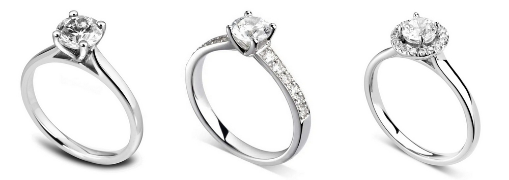 Assortiment de bagues de fiançailles en diamant et or blanc Hauthentic