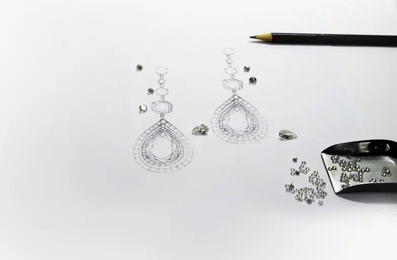 Création de puces en diamant et or jaune sur mesure.