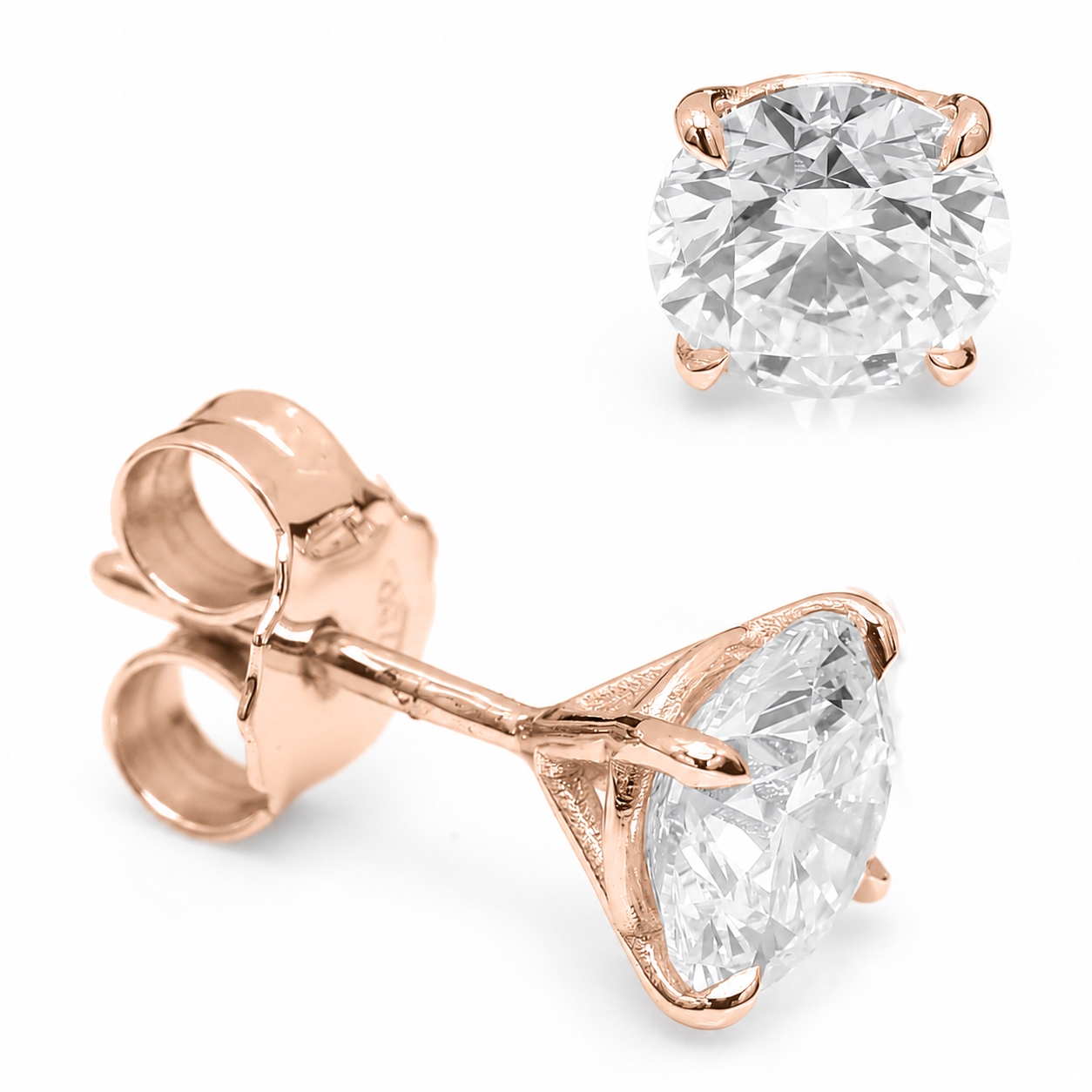 Boucles d’oreilles diamant Poésies en or rose 18k à griffes en Martini