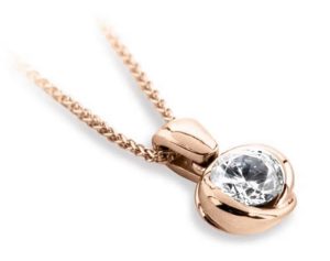 Pendentif diamant en or rose 18k serti semi-clos Exquis