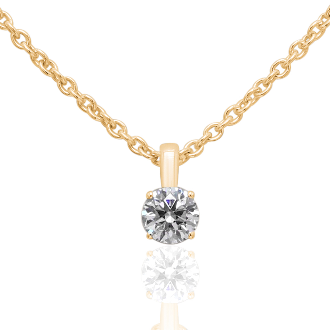 Pendentif diamant solitaire Poétique en or jaune 18k, chaîne en or incluse